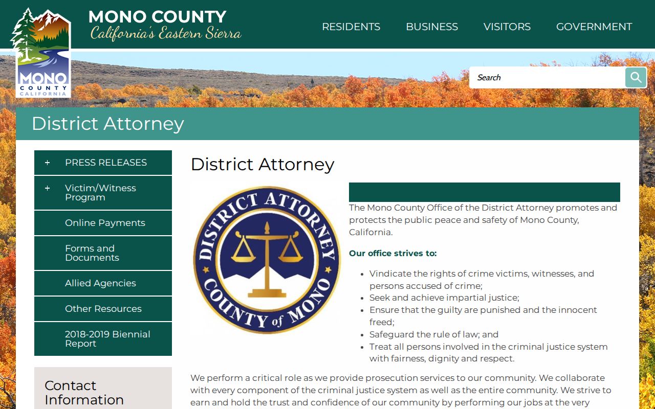Mono County criminal history District Attorney filing review