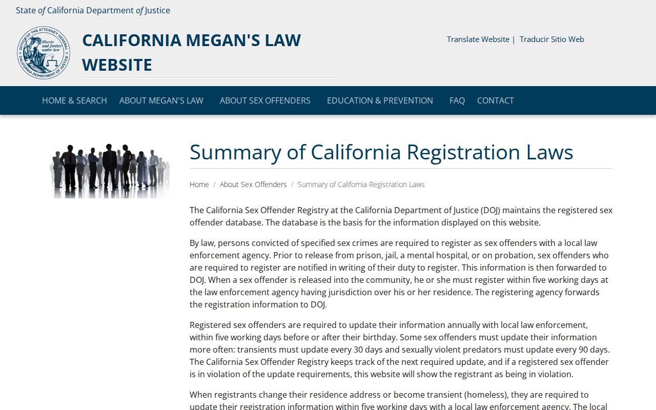 Mono County sex offender registration law summary